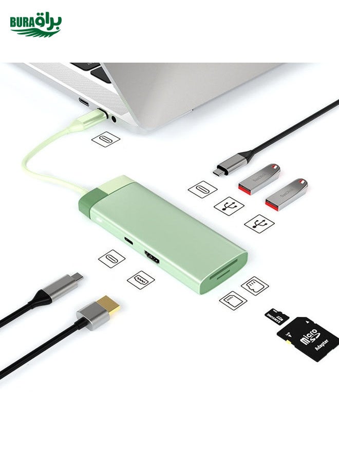 BURAQ BS7A 7 In 1 Type-C Docking Station Multi-Function USB Hub Docking Station Converter(Pink)  - Image 2