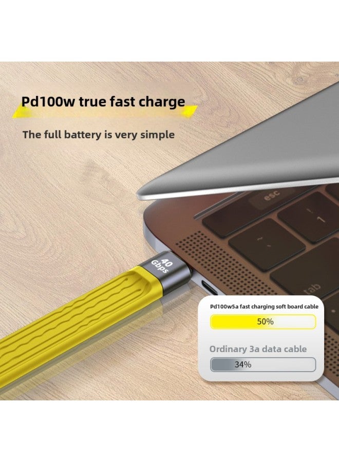 Spot QC4 Line PD Fast Charging Line Type-C Mobile Phone Data Line Laptop Hard Disk USB Soft Board Short Line-Color:A Mother-C Male 10GB Yellow Flexible Board Line - Image 3
