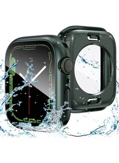 Generic Applicable To For Apple Watch Waterproof Case Protective Cover For Apple Watch Ultra Tempered Case Film Integrated S8/7/6-Color:Dark Green [two-in-one Waterproof Shell]]-Exterior Dimension:41MM  - Image 1