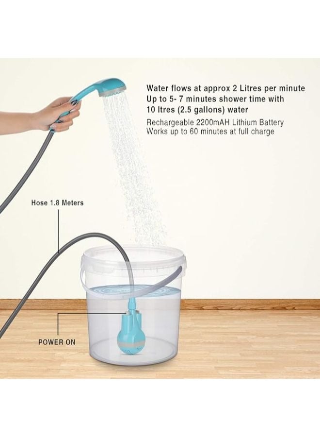 Portable Camping Shower, Travel Shower Outdoor Portable Shower Head 2200 mAH Rechargeable Battery USB Cable 1.8m Hose Water Pump for Outdoor Travel Bike Car Washing Pet Cleaning Plants Watering - Image 5