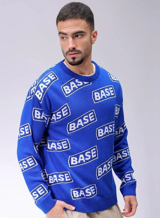 The Indian Garage Co Men Oversized Typography Crew Neck Sweater