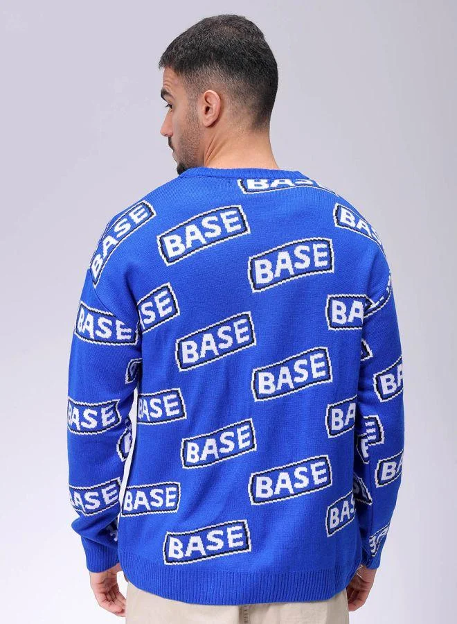 The Indian Garage Co Men Oversized Typography Crew Neck Sweater