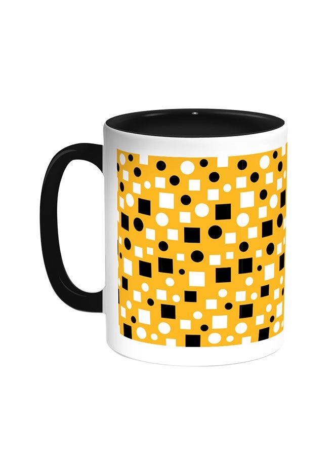 Squares And Circles Printed Coffee Mug Black/White 11ounce
