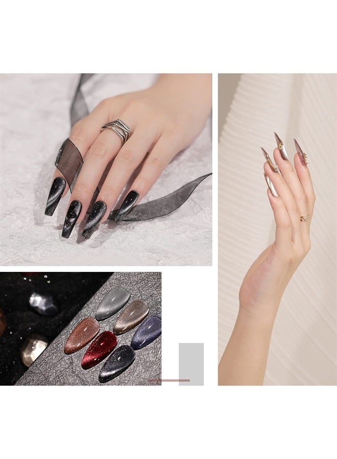 GAOY Holographic Glitter Cat Eye Gel Polish Set of 6 Colors with Free Magnet UV LED Soak Off Nail Polish Home DIY Manicure Nail Salon Varnish - Image 4