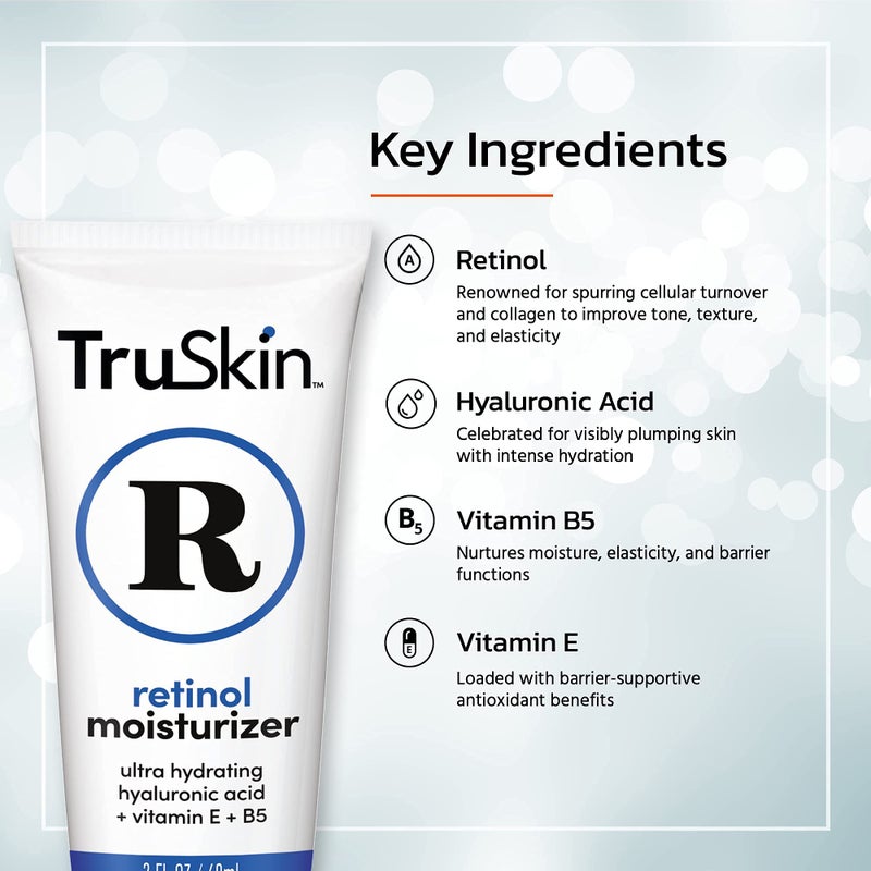 TruSkin Retinol Face Moisturizer â€“ Powerful Anti-Aging Moisturizer for Women with Hyaluronic Acid & Vitamin E â€“ Retinol Cream for Face for Youthful-Looking Appearance, 2 fl oz - Image 5