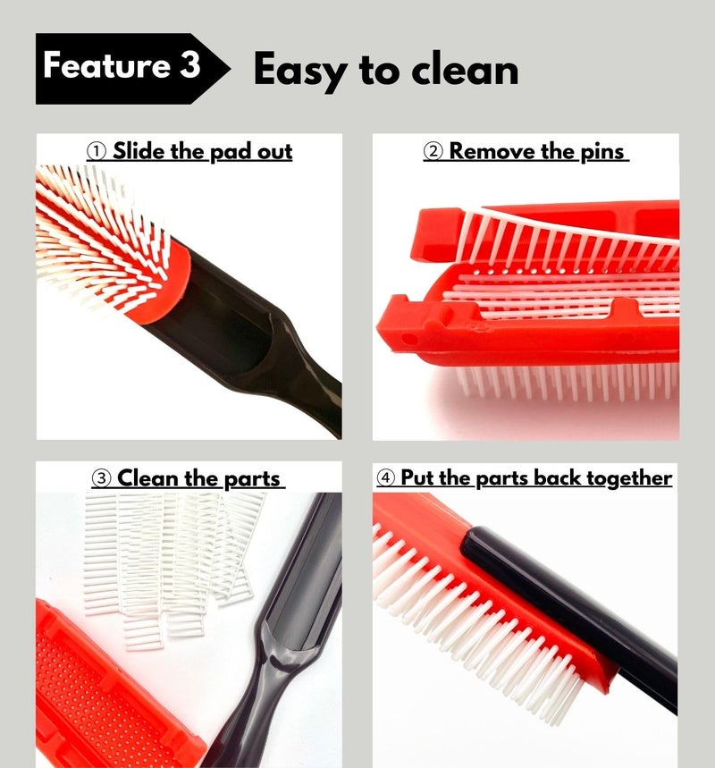MDSTYLE Hair Brush for Curly, Thick, Wavy and Coily Hair - Curl Defining, Detangling, Styling, Blowdrying, Shaping - 9 Row Detangler Brush for Women and Men - Dry or Wet (Black Small - 1 Pack) - Image 5