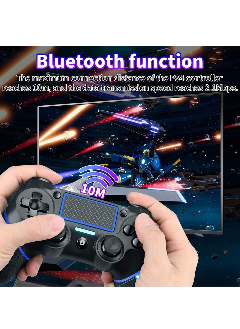 Generic - Wireless PS4/PC Gamepad Controller with Motion Motors and Audio Function, Mini LED Indicator, USB Cable, and Anti-Slip Design in Blue Color - Image 1