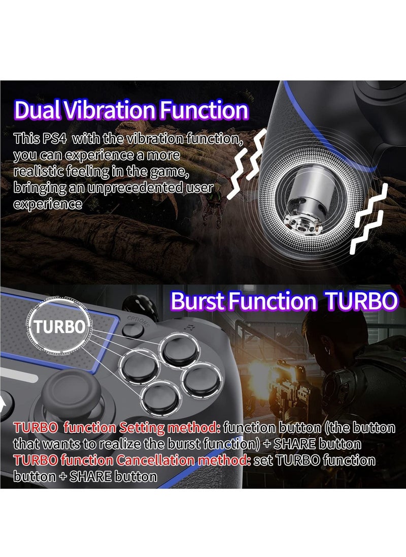 Generic - Wireless PS4/PC Gamepad Controller with Motion Motors and Audio Function, Mini LED Indicator, USB Cable, and Anti-Slip Design in Blue Color - Image 1