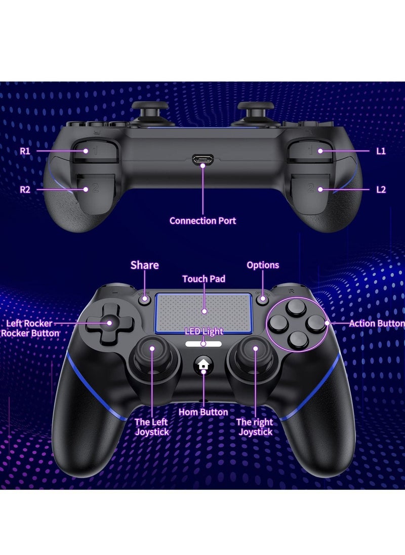 Generic - Wireless PS4/PC Gamepad Controller with Motion Motors and Audio Function, Mini LED Indicator, USB Cable, and Anti-Slip Design in Blue Color - Image 1