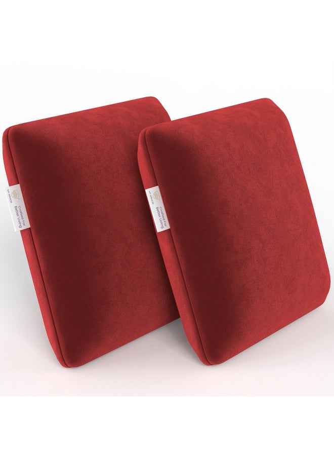 MY ARMOR Memory Foam Square Cushion for Car, Sofa/Diwan, Bed, Chair & Decoration | Highly Durable, Hypoallergenic | Velvet Cover | Maroon, Pack of 2 [14"x 14" x 4"] - pzsku/ZCD460973AB9F941E3F9AZ/45/_/1737721036/26904977-6ad1-40c6-be16-08f3b977873e