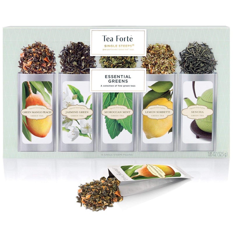 Tea Forte Single Steeps Loose Leaf Tea Sampler Assorted Variety Tea Box 15 Single Serve Pouches Green Tea - Image 3