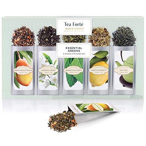 Tea Forte Single Steeps Loose Leaf Tea Sampler Assorted Variety Tea Box 15 Single Serve Pouches Green Tea - Image 1