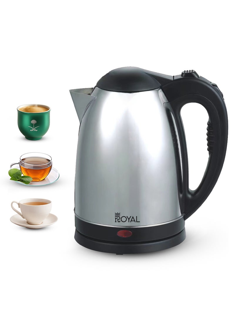 Royal Premium Stainless Steel Electric Kettle 1.8L 1500W | Dual Sensor Overheat Protection, Rapid Boil, Auto Shut-Off, 360° Cordless Base & Clear Water Window | RA-EK1867 Silver 1.8 L 1500 W RA-EK1867 Silver - Image 1