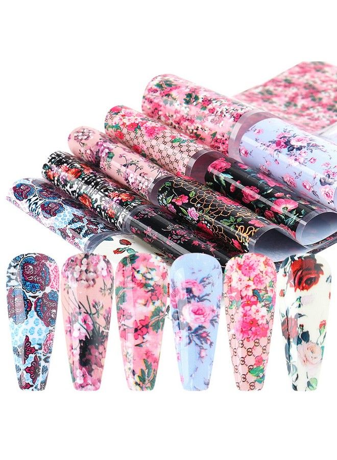 JERCLITY 150 Pieces Nail Art Foil Transfer Sticker Set Marbling Leopard Print Flower Nail Polish Foil Adhesive Decals For Women Girls Nail Art Decoration(1.57X7.87Inch) - Image 3