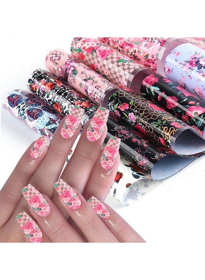 JERCLITY 150 Pieces Nail Art Foil Transfer Sticker Set Marbling Leopard Print Flower Nail Polish Foil Adhesive Decals For Women Girls Nail Art Decoration(1.57X7.87Inch) - Image 5