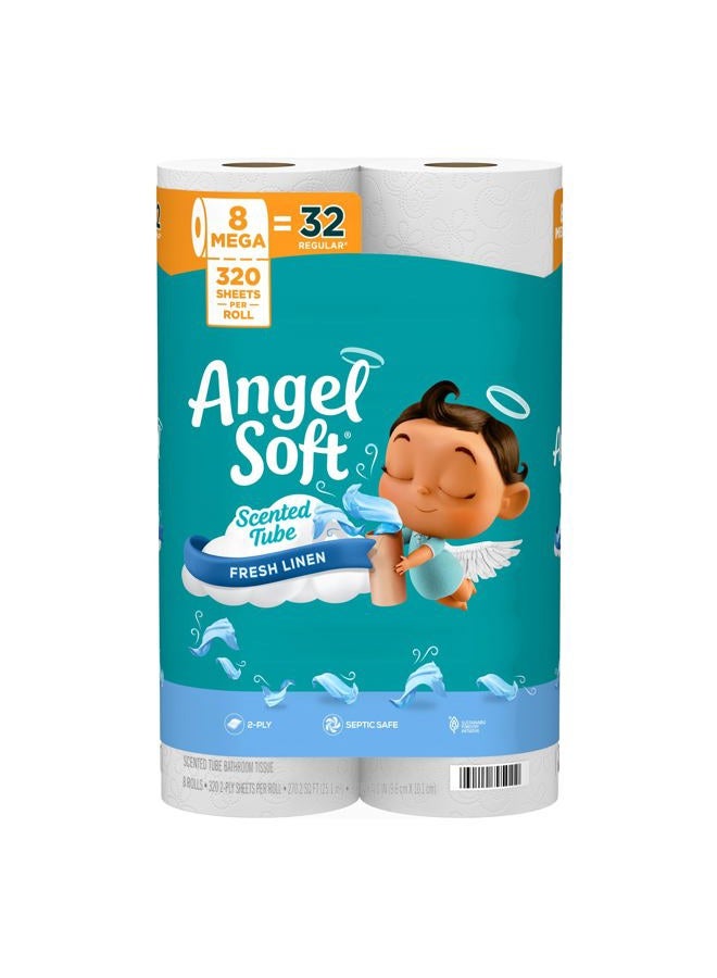 Angel Soft ® Toilet Paper with Fresh Linen Scent, 8 Mega Rolls = 32 Regular Rolls, 2-Ply Bath Tissue - Image 1
