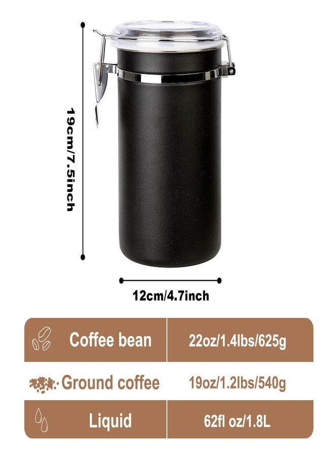 Walktosun Stainless Steel Food Container with Clear Lids Airtight Storage Container Small Canisters Kitchen Pantry Storage for Cereal, Snacks, Candy, Herbs, Spices, Sugar, Tea (1.8L Dark Black) - Image 2