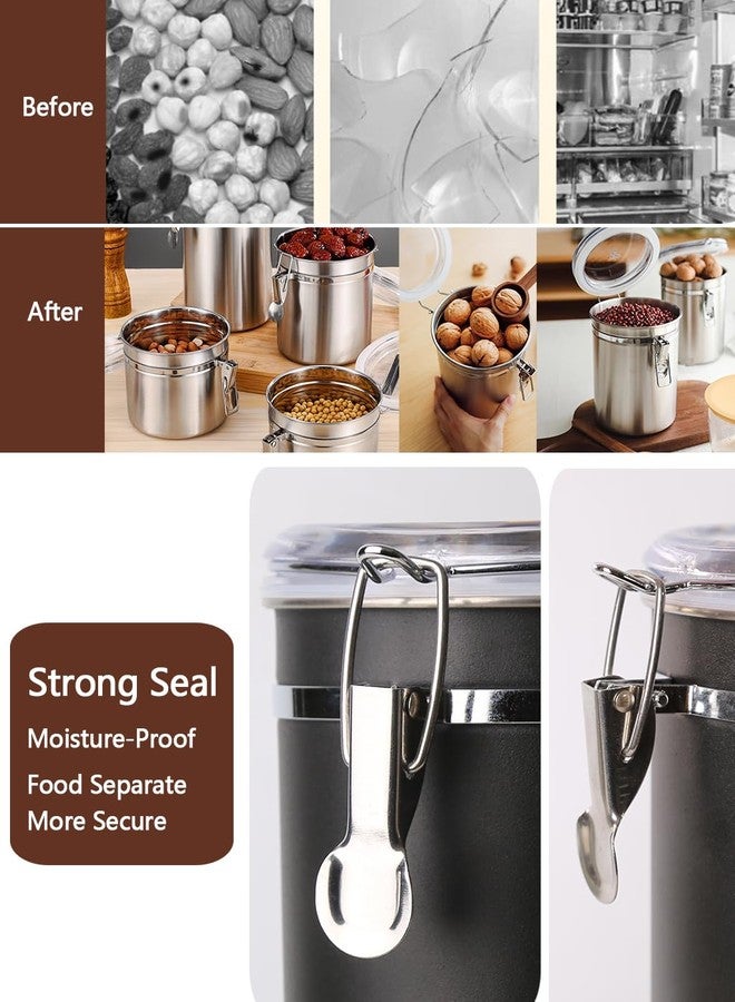 Walktosun Stainless Steel Food Container with Clear Lids Airtight Storage Container Small Canisters Kitchen Pantry Storage for Cereal, Snacks, Candy, Herbs, Spices, Sugar, Tea (1.8L Dark Black) - Image 3
