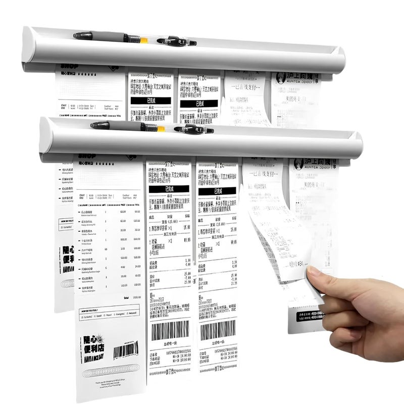 OFIFO 2 Pack Ticket Holders Receipt Holder for Restaurant, No Drill Restaurant Order Ticket Holders for Kitchen Office Walls Refrigerator Home Pubs Bars Cafes(12 Inch)-Sliiver - Image 1