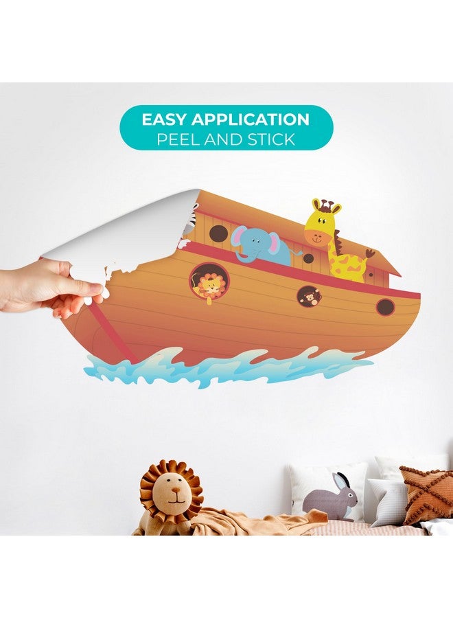 EGD Noah Ark Wall Decor I Wall Decal for Nursery I Religion Classroom Decorations I Baby Boy or Girl I Bible Stories for Kids I Jungle Animals for Cute Room Decor (Wide 22" x 14" Height) - Image 2