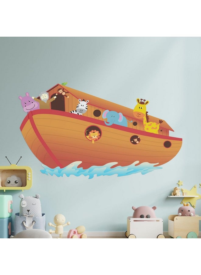 EGD Noah Ark Wall Decor I Wall Decal for Nursery I Religion Classroom Decorations I Baby Boy or Girl I Bible Stories for Kids I Jungle Animals for Cute Room Decor (Wide 22" x 14" Height) - Image 1