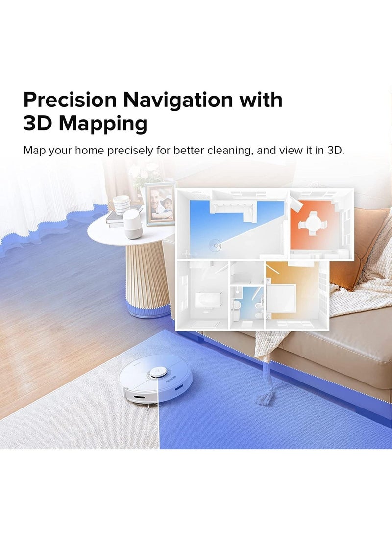 روبو روك مكنسة كهربائية  مع وشفط مزدوج 6000 باسكال ومنظمة ثلاثية الأبعاد البعد عن العوائق الضوئية متوافقة اليكسا لشعر الحيوانات الالالفرشاة الجديدة ترقية روبوروك S7 ابيض من روبروك - Image 2