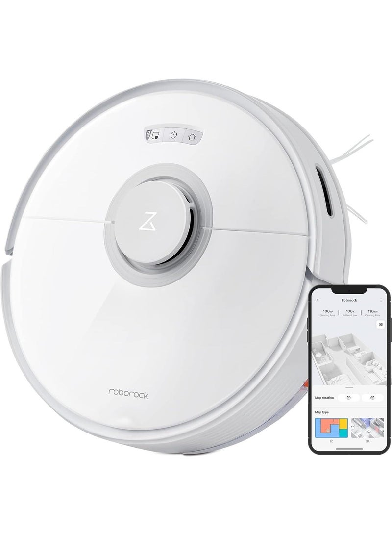 روبو روك مكنسة كهربائية  مع وشفط مزدوج 6000 باسكال ومنظمة ثلاثية الأبعاد البعد عن العوائق الضوئية متوافقة اليكسا لشعر الحيوانات الالالفرشاة الجديدة ترقية روبوروك S7 ابيض من روبروك - Image 1