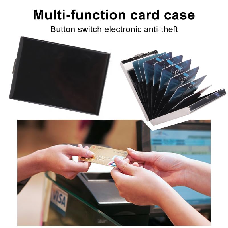 Stealodeal RFID Blocking Black Stainless Steel Debit/Credit/ATM 10 Slot Card Holder for Mens & Women - Image 4
