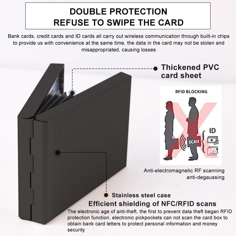 Stealodeal RFID Blocking Black Stainless Steel Debit/Credit/ATM 10 Slot Card Holder for Mens & Women - Image 5
