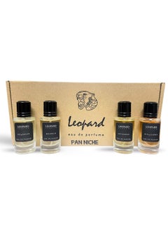 Pan Niche-Leopard Eau De Parfum — Oud & Leather, Patchouli, Oud & Tashreen Premium Perfume for Men & Women, Luxury & Limited Edition perfume, Ideal Gift for Special Occasion, Pack of 4 (35ml each) And a Free Hair Mist 50 ml as a gift with the box