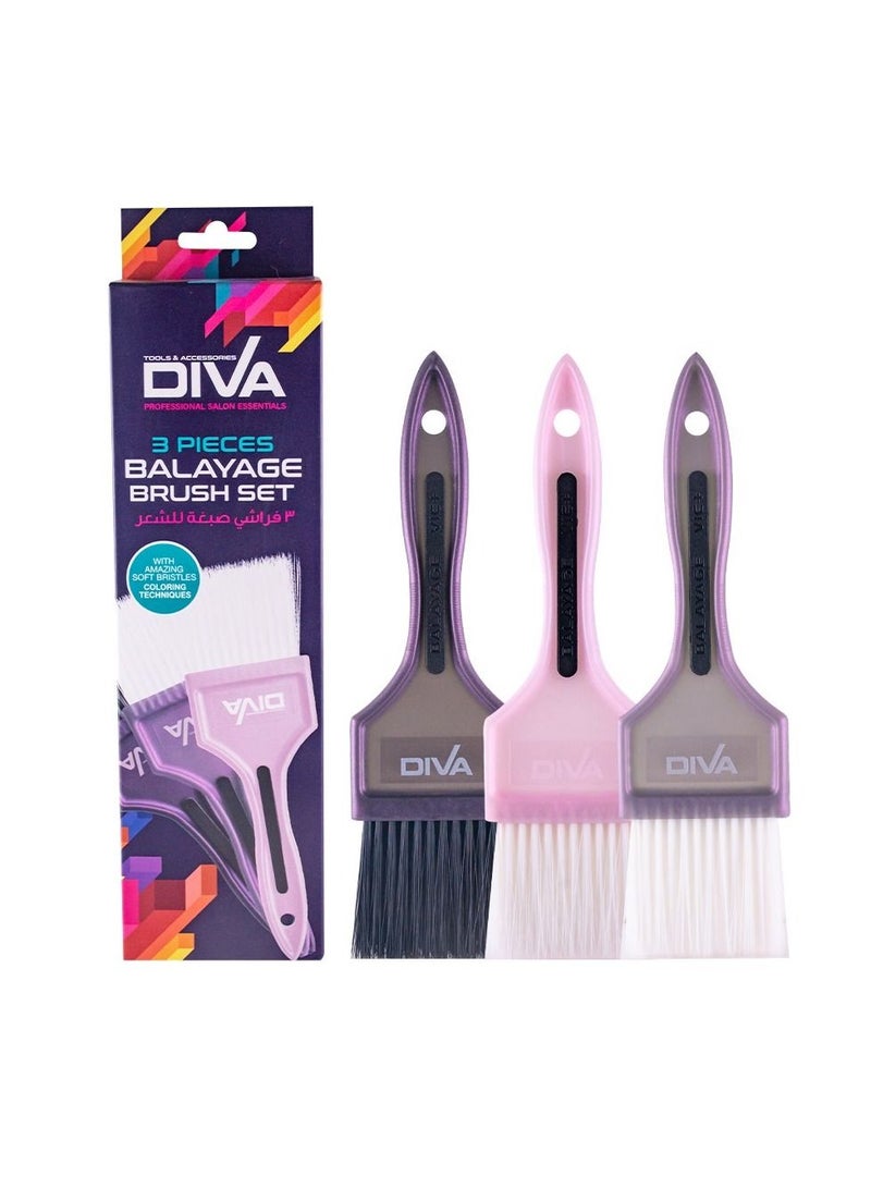 Diva Balayage Brush Set 1X3 Pink | Dark Gray | Gray - Image 1