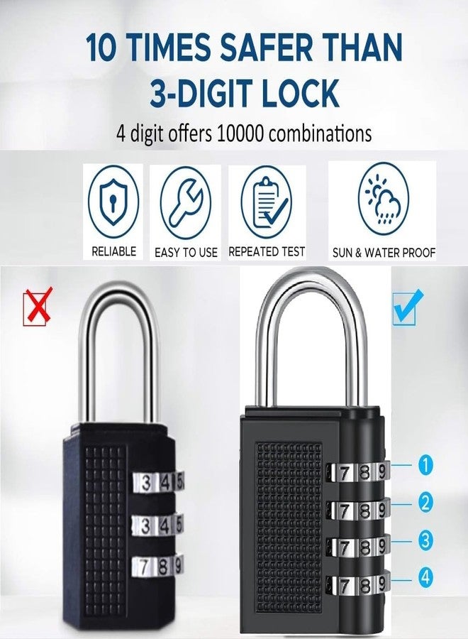 RUNMAY UNEQUETREND 1 Pack Combination Lock 4 Digit Locker Lock Outdoor Waterproof Padlock for School Gym Locker, Sports Locker, Fence, Toolbox, Gate, Case, Hasp Storage (Black) - Image 4