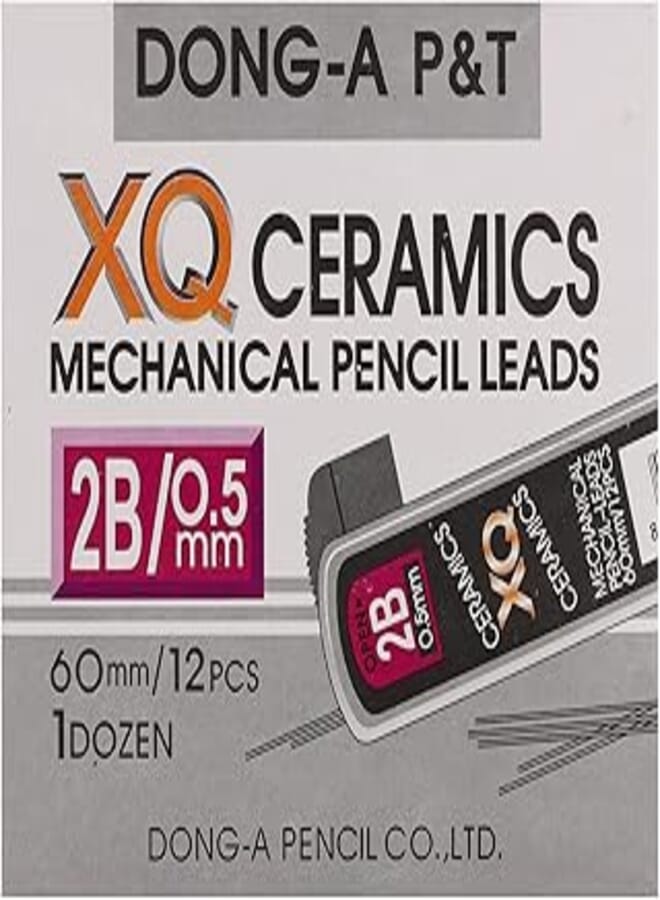 Dong-A XQ 2B Ceramics Mechanical Pencil Leads 0.5 mm Set of 12 Pieces - Multi Color 0.5 mm Pack Of 12 Pcs. - Multi Color