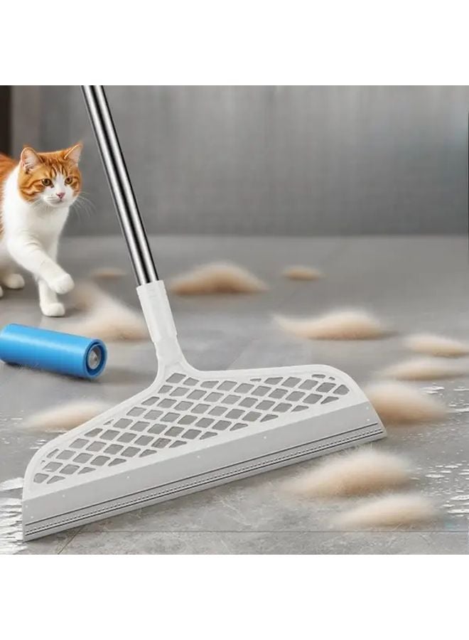 ممسحة سحرية من السيليكون الأبيض بمقبض طويل قابل للتعديل لإزالة شعر الحيوانات الأليفت - ممسحة متعددة الوظائف - Image 4