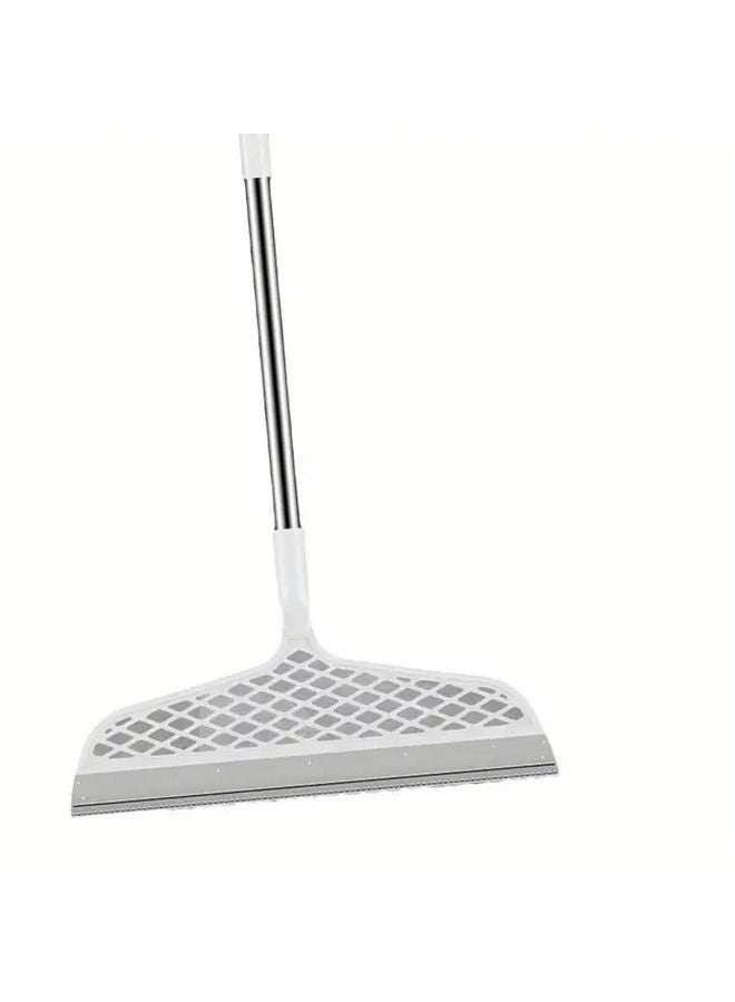 ممسحة سحرية من السيليكون الأبيض بمقبض طويل قابل للتعديل لإزالة شعر الحيوانات الأليفت - ممسحة متعددة الوظائف - Image 1