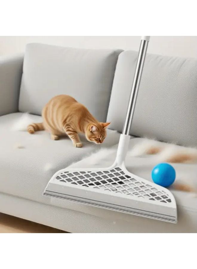 ممسحة سحرية من السيليكون الأبيض بمقبض طويل قابل للتعديل لإزالة شعر الحيوانات الأليفت - ممسحة متعددة الوظائف - Image 2