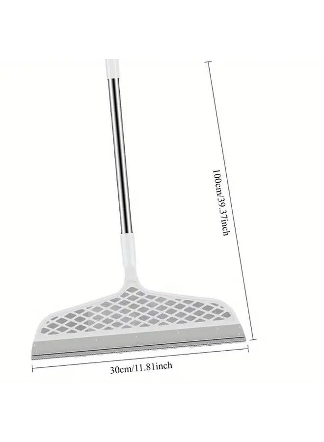 ممسحة سحرية من السيليكون الأبيض بمقبض طويل قابل للتعديل لإزالة شعر الحيوانات الأليفت - ممسحة متعددة الوظائف - Image 3