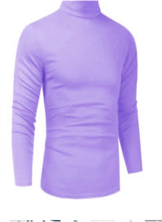 Men's Large High Collar Solid Pullover Long Sleeved Sweater Purple - pzsku/ZCD469E00ECFD24484F51Z/45/_/1666803318/b23c2a67-4021-4450-a6e8-9b776c883a90