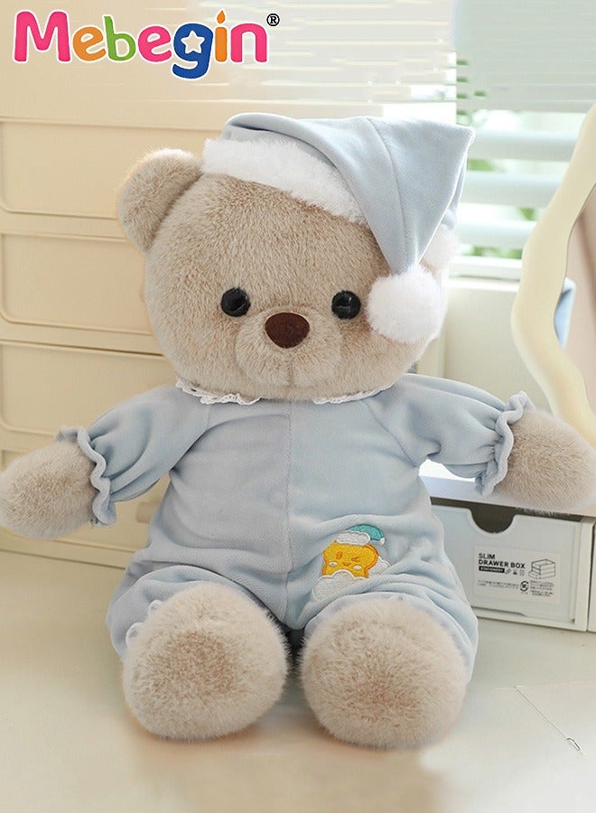 MEBEGIN 40cm Soft Animal Plush Toy, Resilient Plush Bear, Fuzzy Sitting Plush Bear Embroided with Hat, Good Companion for Kids to Sleep, Ideal Gift for Kids and Adults  - Image 1