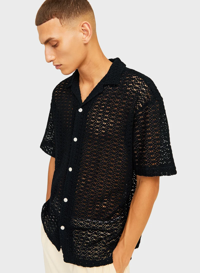 جاك اند جونز Jorcrochet Regular Fit Crochet Shirt