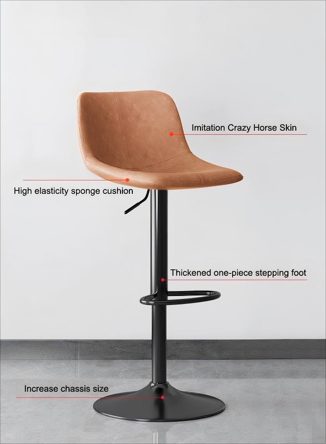 2 بار براز ، كرسي بار جلدي ، كرسي بار مرتفع قابل للتعديل مع 360 درجة مثالية لمكافحة المطبخ المنزلي لتناول الطعام ببراز مسند قدم مرتفع - Image 5