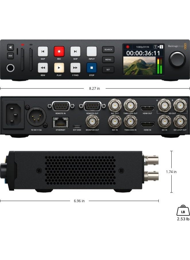 Blackmagic Design Blackmagic HyperDeck Studio HD Plus – Professional Broadcast Deck, 6G-SDI, HDMI, H.264 Recording, ProRes, DNxHD, USB‑C, 1RU - Image 5