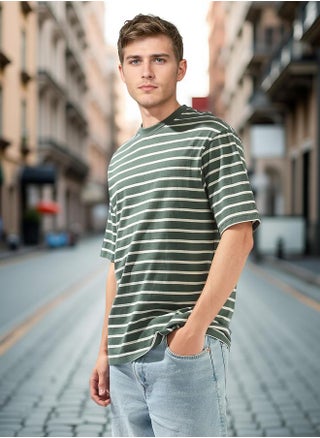 Men's Multicolour 100% Cotton Striped Relaxed T-Shirt - pzsku/ZCD46E06CEEE03D684C10Z/45/1748630733/8a05bbf3-6aef-43ab-abc7-72cc2c2bd3ec