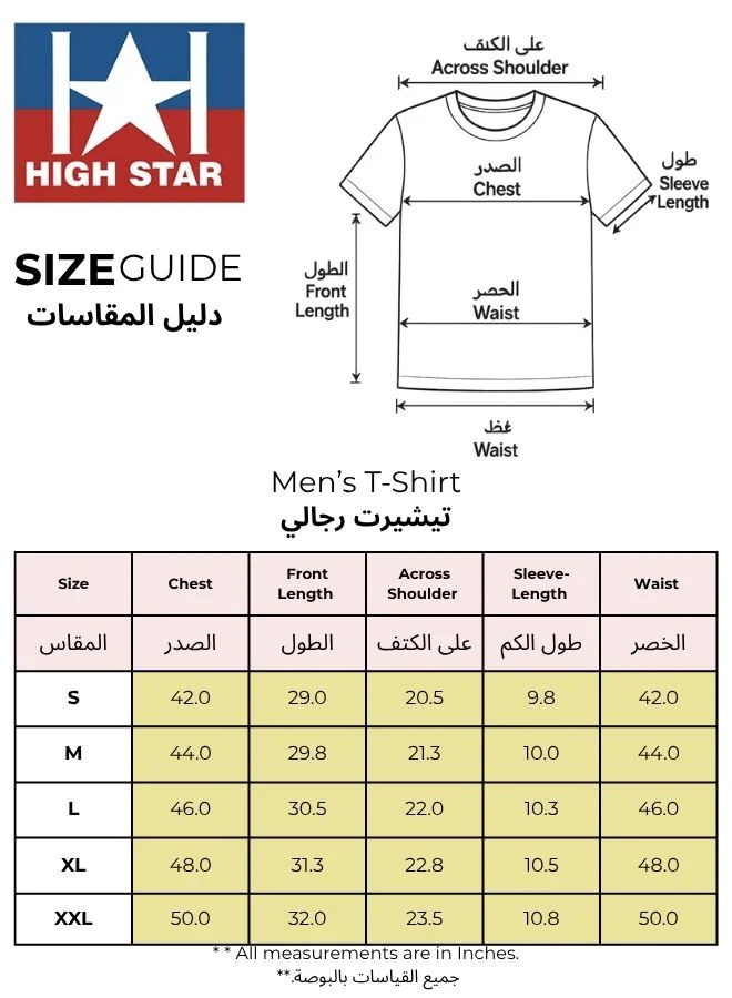 HIGH STAR Men's Multicolour 100% Cotton Striped Relaxed T-Shirt