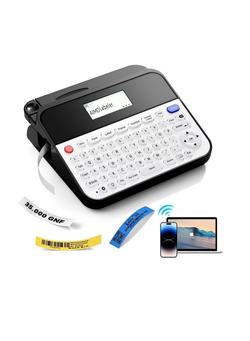 AIMO D480BT ­ Keyboard Label Printer Label Maker Machine with-Tape D480BT Bluetooth Rechargeable Label Maker with . - Image 1
