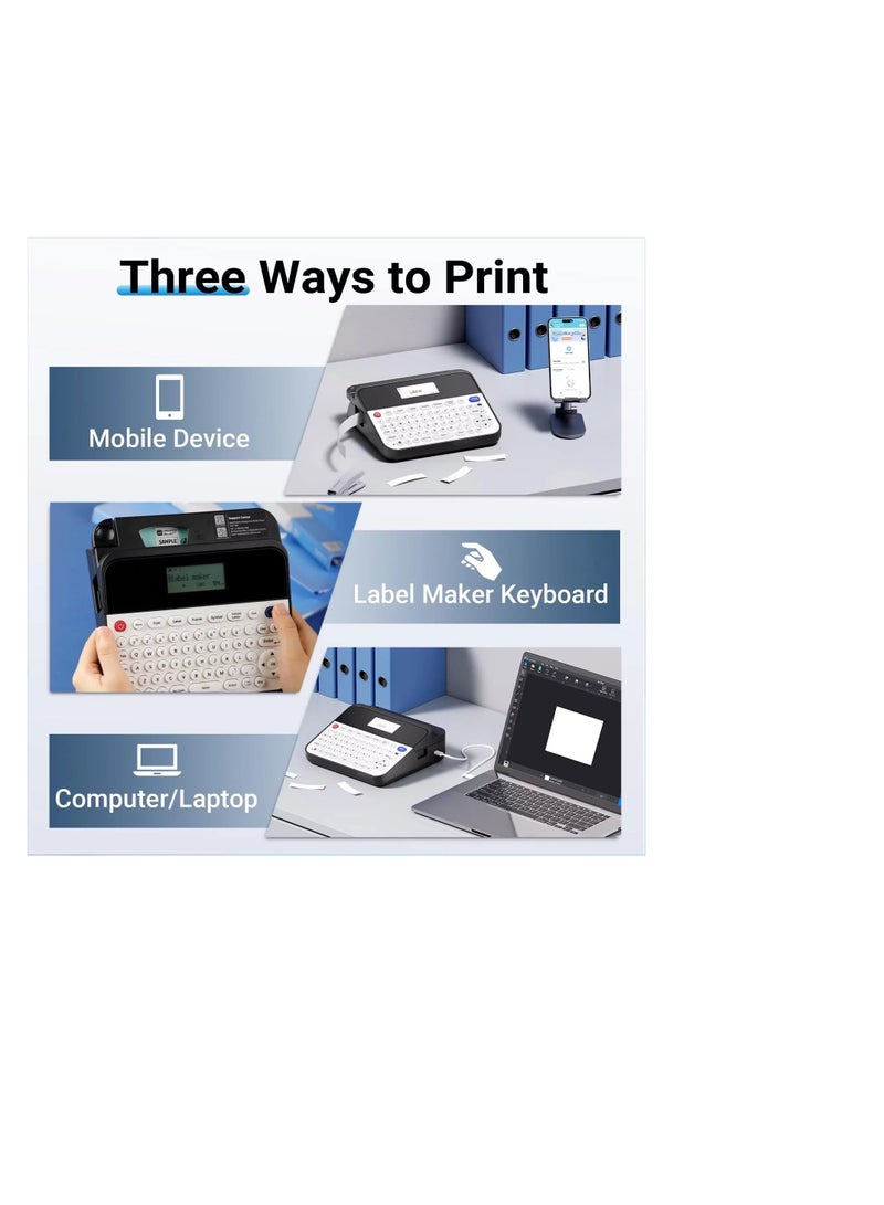 AIMO D480BT ­ Keyboard Label Printer Label Maker Machine with-Tape D480BT Bluetooth Rechargeable Label Maker with . - Image 4