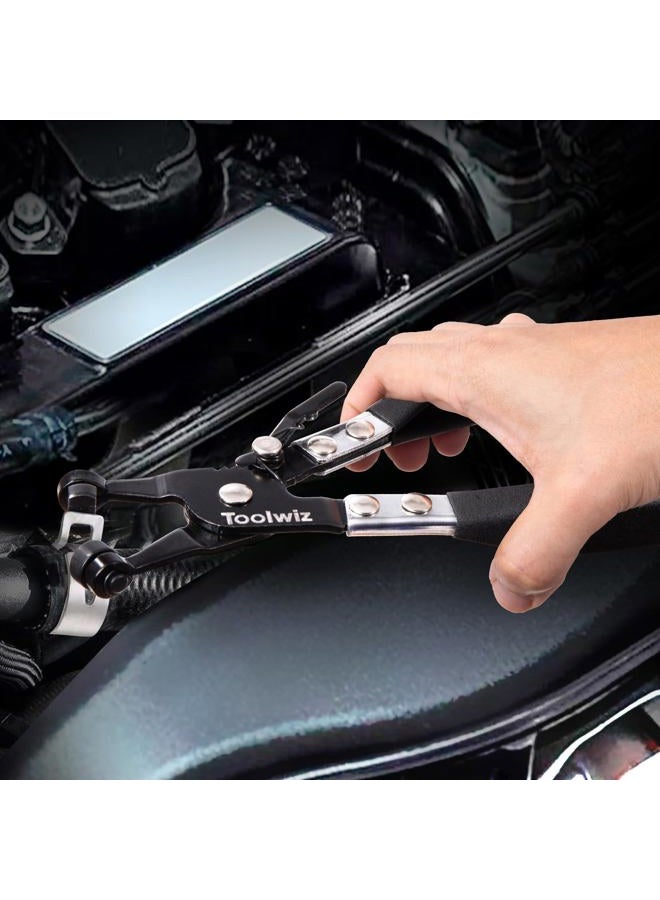 Toolwiz Heavy Duty Hose Clamp Pliers Wire Hose Clamps Removal and Installation Tool Auto Repairing Tool for Car Water Pipe Ring-Type and Swivel Flat-Band Clamps (Black) - Image 2