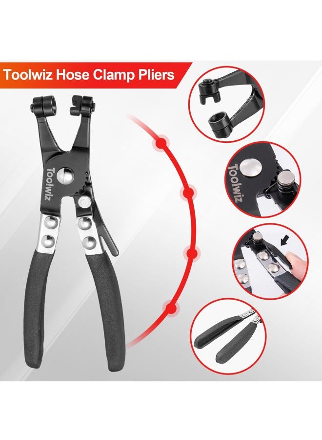 Toolwiz Heavy Duty Hose Clamp Pliers Wire Hose Clamps Removal and Installation Tool Auto Repairing Tool for Car Water Pipe Ring-Type and Swivel Flat-Band Clamps (Black) - Image 5