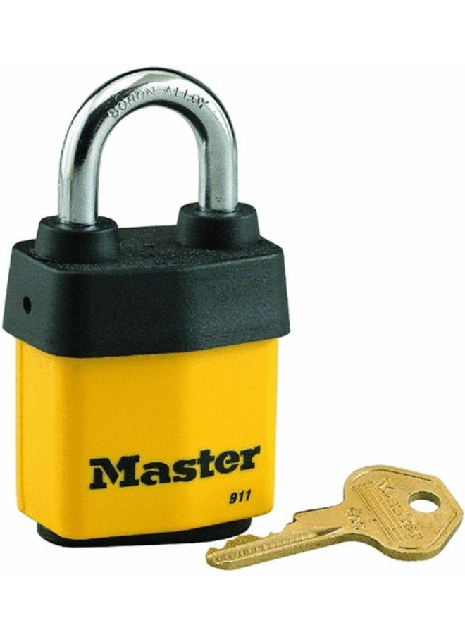 Master Lock Master Lock 911DPF Heavy Duty Outdoor Padlock with Key, 1 Pack, Yellow  - Image 1