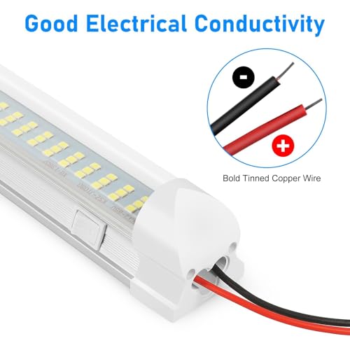 Linkstyle 4PCS 12V Interior LED Light Bar, 108 LEDs Light Strip with ON/Off Switch, 1800LM 6W LED Lighting for RV Camper Trailer Boat Truck - Image 4